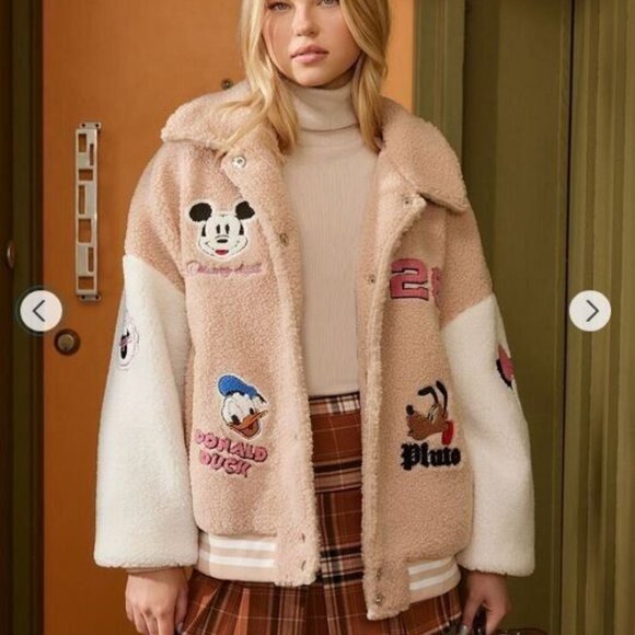 NWT Forever 21 Disney X Mickey & Friends Varsity Jacket - Picture 1 of 11
